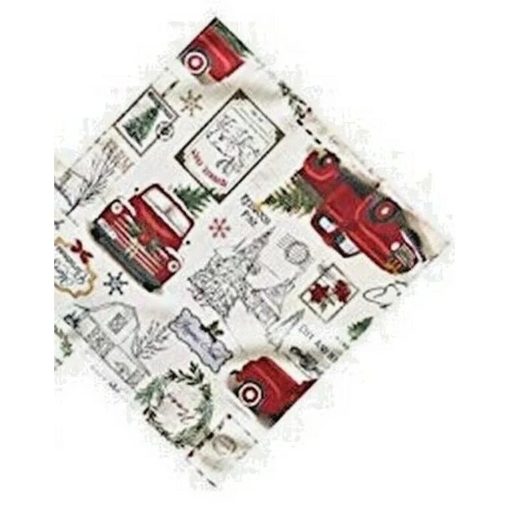 Red Farm Truck Fabric Napkins Set of 4 Farm Fresh Country Christmas Holiday